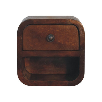 Artisan Furniture Solid Wood Extra Mini Curved Chestnut Bedside With Open Slot from B&Q