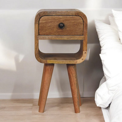 Curve Lower Bedside Mini Wood Oak Solid Extra Ish 1drawer Beige - Image 4
