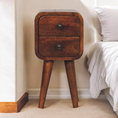 Artisan Furniture Solid Wood Extra Mini Curved Chestnut Bedside - Brown - Image 5