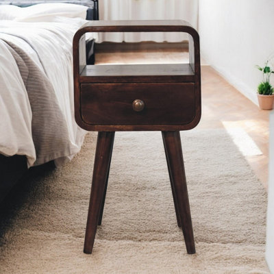 Artisan Furniture Solid Wood Mini California Walnut Curved Bedside With Open Slot from B&Q
