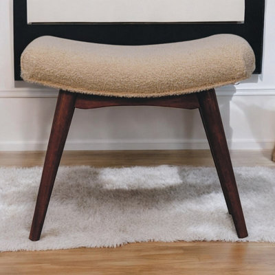 Artisan Furniture Solid Wood Honey Caramel Boucle Cream Curved Bench from B&Q