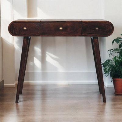 Artisan Furniture Solid Wood California Walnut Dressing Table With Foldable Mirror - Brown - Image 3