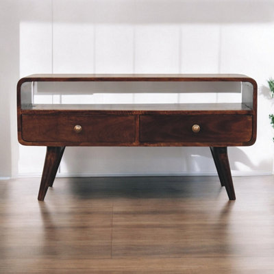 Artisan Furniture Solid Wood Curved California Walnut Media Unit from B&Q