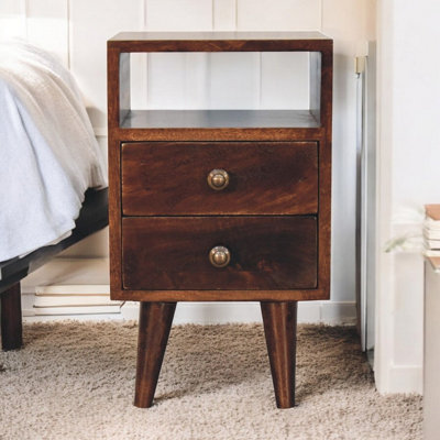 Artisan Furniture Solid Wood Dark Brown Mini Classic California Walnut Bedside With 2 Drawers And 1 Open Slot from B&Q