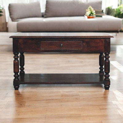 B&Q -  Solid Wood Turned Legs Cherry Console Table