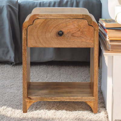 Artisan Furniture Newton Oak-Ish Single Drawer Single Shelf Solid Wood Mini Nightstand - Image 5