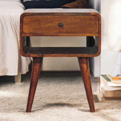 Artisan Furniture Solid Wood Avora Chestnut Nightstand With Drawer And Open Slot from B&Q