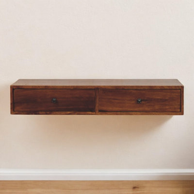 B&Q -  Solid Wood Lunar 2 Drawer Chestnut Wall Mounted Console