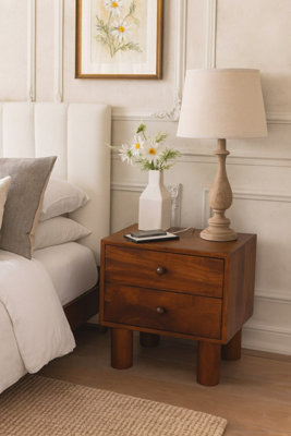 Artisan Furniture Solid Wood Tula Chestnut Nightstand2 DrawersDark Brown from B&Q