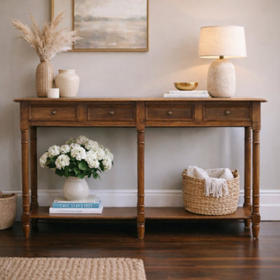 Artisan Furniture Solid Wood 4 Drawer Hallway Console Table from B&Q