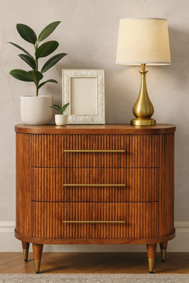 Artisan Furniture Solid Wood Emerson Ribbed Chest3-DrawersBrown from B&Q