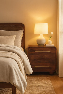 Artisan Furniture Brown 3 Drawer Solid Wood Rounded Chest Of Drawers - Image 3
