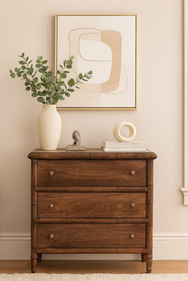 Artisan Furniture Solid Wood Bamboo Carved Chest3-DrawersBrown from B&Q