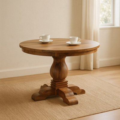 Artisan Furniture Solid Wood Valentina Round Dining Table - Brown - Image 3