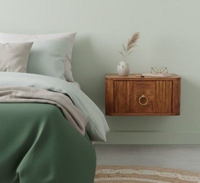 Artisan Furniture - Aurelia Wall Bedside - 1 Drawer - Solid Mango Wood - Brown - Image 4
