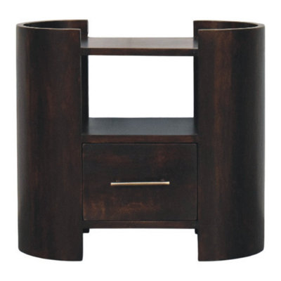 Bedside Table 1 Drawer 1 Shelf Wood Solid Valencia Dark Brown - Image 4