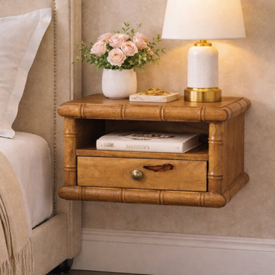 Artisan Furniture Solid Wood Bamboo Open Bedside In Amber Oak Finish1 Drawer With Open ShelfBrown from B&Q