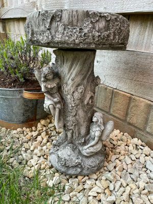 Fairy Bird Bath Stone Statue | Outdoor Vintage Feeder Angel Garden Ornament - Image 3