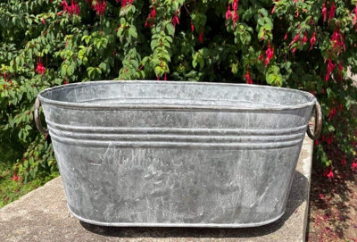 Burgess Galvanised Oval Trough With Handles Outdoor Garden Planter Flower Pot from B&Q