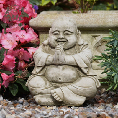 Burgess Content Buddha Stone Statue Reconstituted Oriental Monk Outdoor Garden Ornament from B&Q