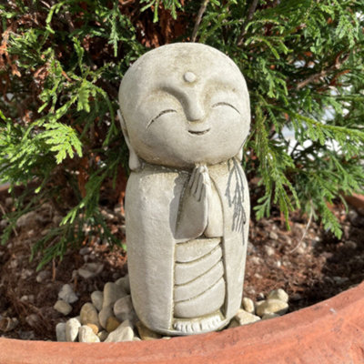 Burgess Lovely Monk Stone Statue Outdoor Garden Ornament Oriental Buddha from B&Q