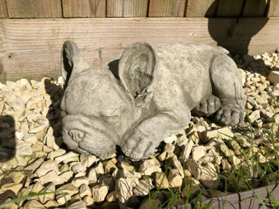 Burgess French Bulldog Stone Statue Outdoor Garden Ornament Puppy Dog British Made Sculpture from B&Q