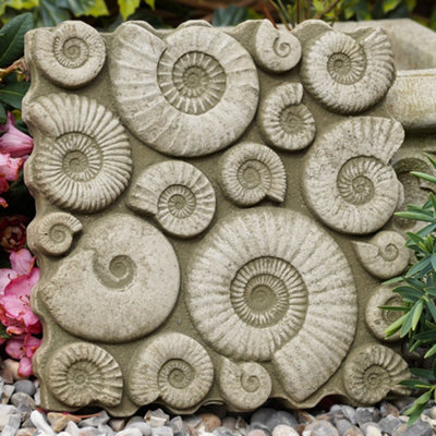Burgess Fossil Wall Stone Statue Hanging Ammonite Dinosaur Outdoor Garden Ornament Uk British Made Sculpture from B&Q