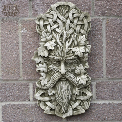 Burgess Celtic Greenman Stone Plaque Garden Outdoor Home Statue Decoration Ornament from B&Q