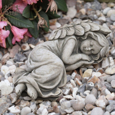Burgess Sleeping Angel Stone Statue Nymph Cherub Fairy Outdoor Garden Ornament Décor from B&Q