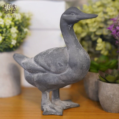Burgess Cast Iron Duck Lead Finish Metal Statue Animal Home Garden Ornament Sculpture from B&Q