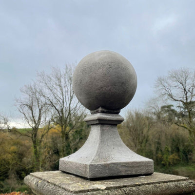 Burgess Pair Of Xl Stone Ball Finials Large Antique Gate Post Pillar Tops Garden Ornament from B&Q