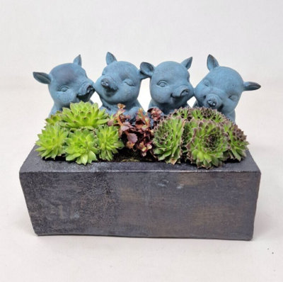 Burgess Pigs With Trough Planter Garden Ornament Home Farm Statue Decoration Flower Pot from B&Q