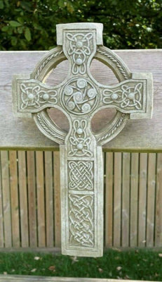 Burgess Celtic Cross Hanging Plaque Stone Garden Ornament Outdoor Statue Sculpture from B&Q