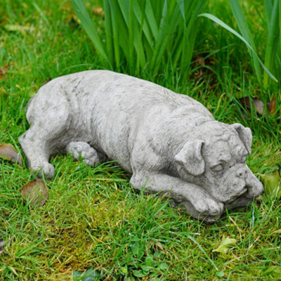 Burgess Boxer Dog Stone Statue Outdoor Garden Ornament British Made Puppy Sculpture from B&Q