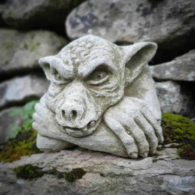 Burgess Hanging Gremlin Stone Statue Outdoor Garden Ornament British Made Gremlin Sculpture from B&Q