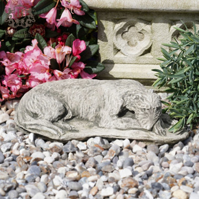 Burgess Laying Lurcher Stone Statue Greyhound Whippet Animal Outdoor British Made Garden Ornament from B&Q