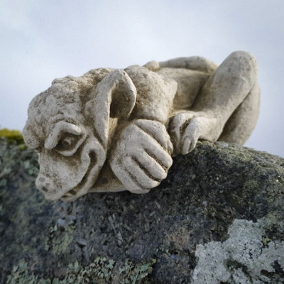 Burgess Peeping Gremlin Stone Statue Outdoor Garden Gargoyle Ornament Gothic Grotesque from B&Q