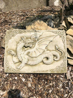 Burgess Celtic Welsh Dragon Plaque Hanging Wall Art Stone Statue Outdoor Garden Ornament from B&Q