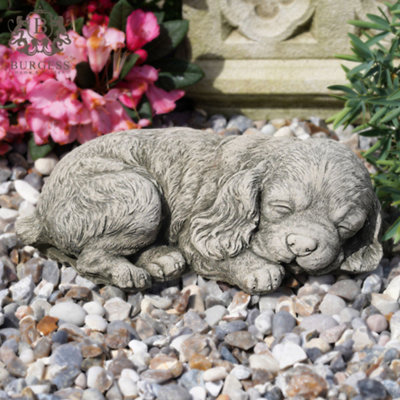 Burgess Spaniel Puppy Dog Stone  Animal Outdoor Garden Ornament British Made Sculpture from B&Q