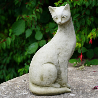 Burgess Siamese Cat A Stone Statue Animal Kitten British Made Sculpture Outdoor Pet Garden Ornament from B&Q