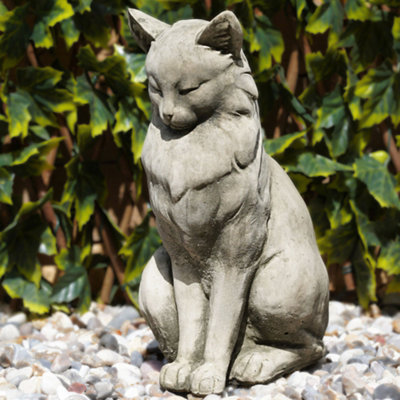 Burgess Lovely Cat Stone Statue Kitten Animal Outdoor Garden Ornament British Made Sculpture from B&Q