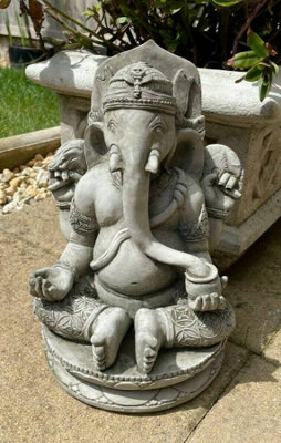 Burgess Oriental Ganesh Stone Garden Statue Outdoor Buddha Ornament Monk British Made Sculpture from B&Q