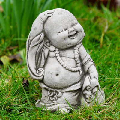 Burgess Wandering Monk Stone Statue Buddha Oriental Garden Outdoor Decoration Ornament British Made Sculpture from B&Q