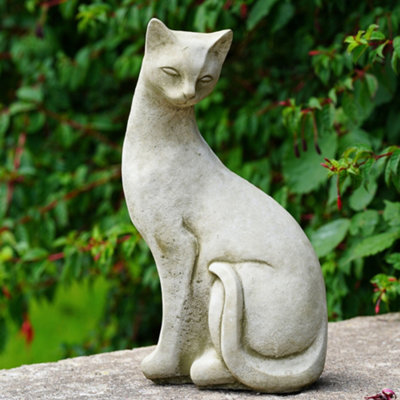 Burgess Siamese Cat B Stone Statue Animal Kitten British Made Sculpture Outdoor Pet Garden Ornament from B&Q