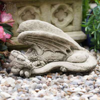 Burgess Winged Dragon Statue Stone Mythical Animal Welsh Celtic Garden Outdoor Ornament British Made Sculpture from B&Q