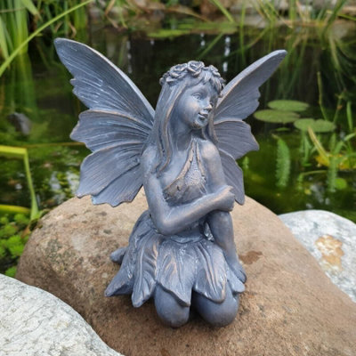 Burgess Flower Fairy A Statue Bronze Finish Nymph Indoor + Garden Decoration Ornament from B&Q