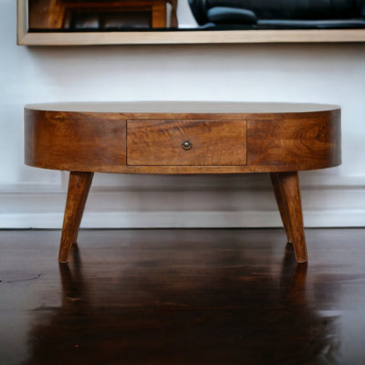 Artisan Furniture Solid Wood Chestnut Rounded Coffee Table from B&Q
