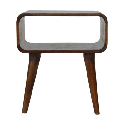 Artisan Furniture Solid Wood Curved Open Chestnut Bedside from B&Q
