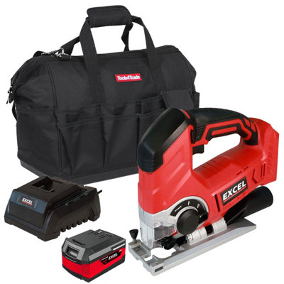 Excel Tools Excel Jigsaw 18V Cordless Jigsaw Includes 1X 4.0Ah BatteryCharger & Bag Variable Speed Control For Wood & Metal from B&Q