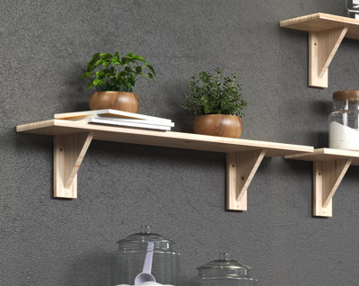 890mm shelf kit, solid pine wood, natural sanded